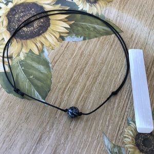 Snowflake obsidian choker necklace handmade black bead necklace adjustable new